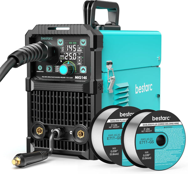 bestarc MIG145 9GEN 3 in 1 MIG welder, 0.035" + 0.030“ E71T-GS Gasless MIG Wire